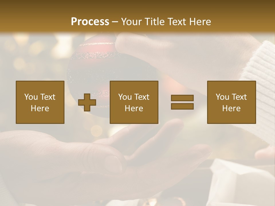 Female Giving Christmas Ball To Male Close Up PowerPoint Template