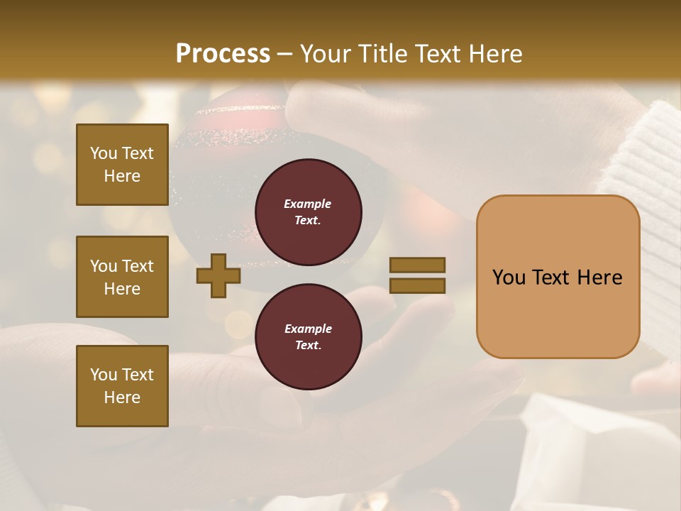 Female Giving Christmas Ball To Male Close Up PowerPoint Template