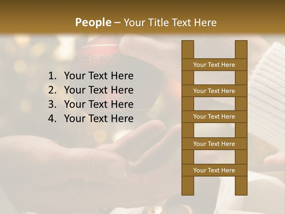 Female Giving Christmas Ball To Male Close Up PowerPoint Template