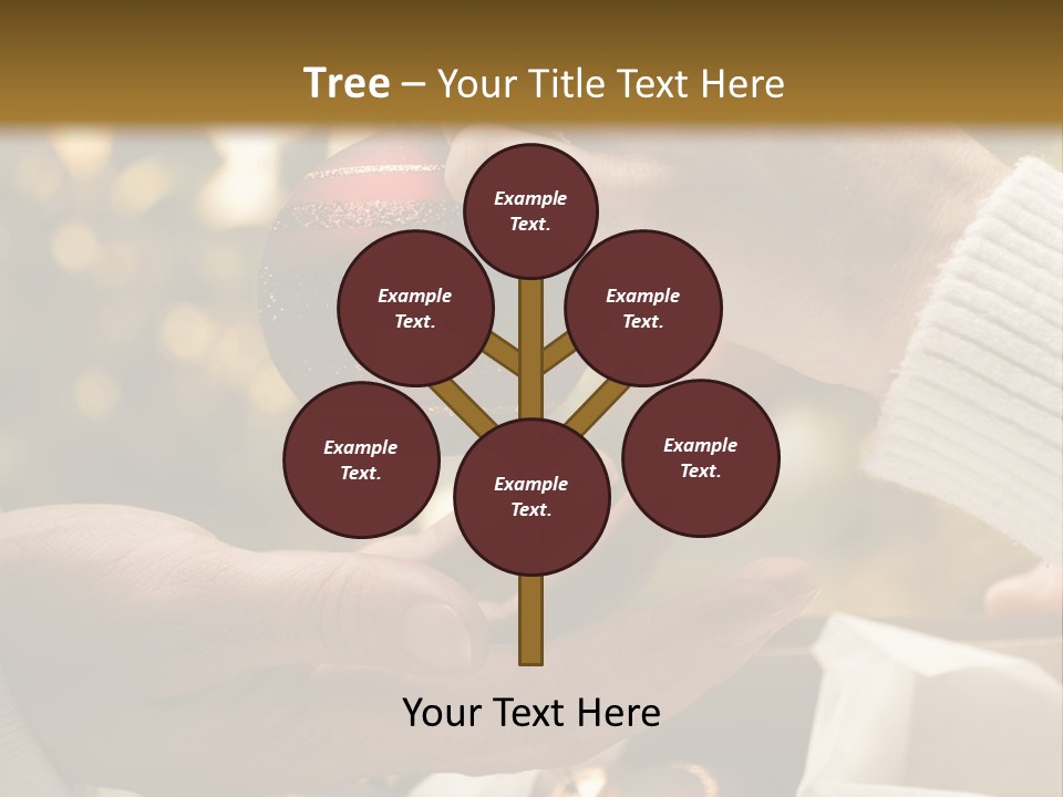 Female Giving Christmas Ball To Male Close Up PowerPoint Template