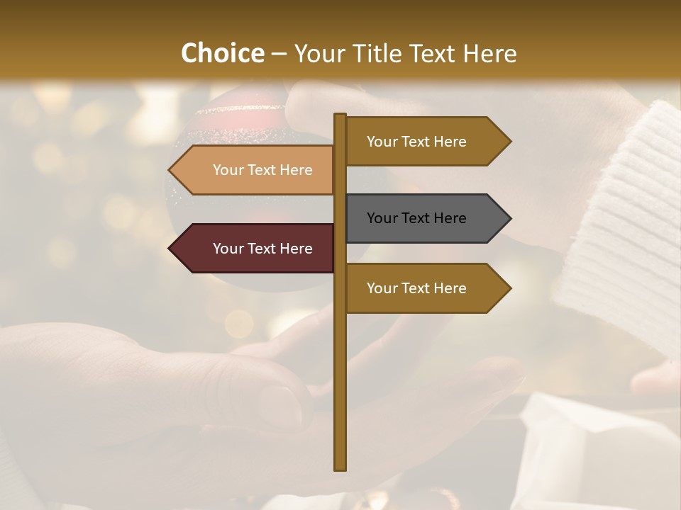 Female Giving Christmas Ball To Male Close Up PowerPoint Template