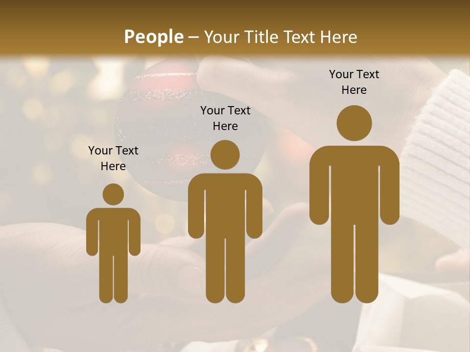 Female Giving Christmas Ball To Male Close Up PowerPoint Template