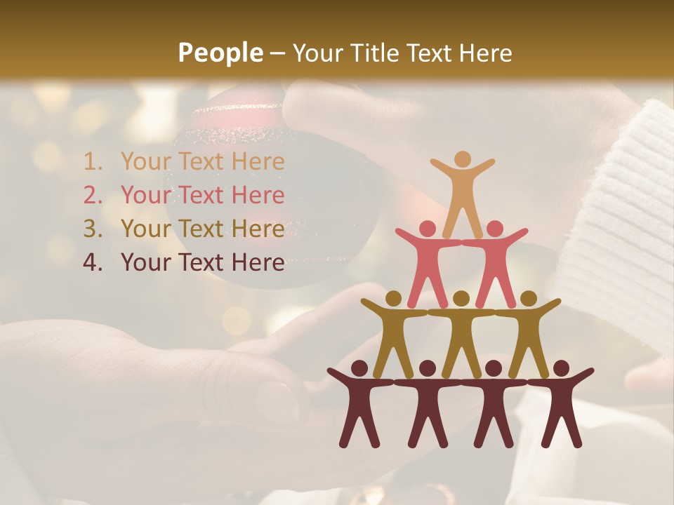 Female Giving Christmas Ball To Male Close Up PowerPoint Template