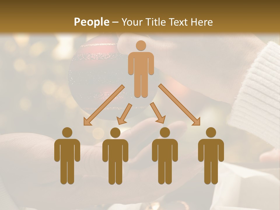 Female Giving Christmas Ball To Male Close Up PowerPoint Template