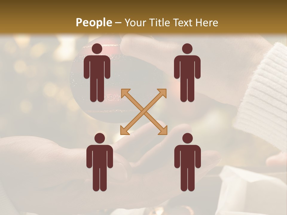 Female Giving Christmas Ball To Male Close Up PowerPoint Template