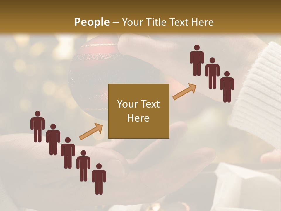 Female Giving Christmas Ball To Male Close Up PowerPoint Template