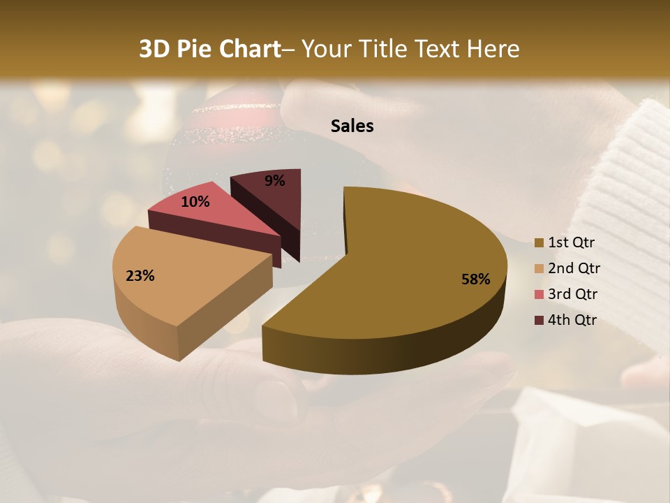 Female Giving Christmas Ball To Male Close Up PowerPoint Template