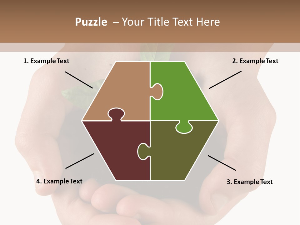 Children's Hands Hold A Young Plant PowerPoint Template