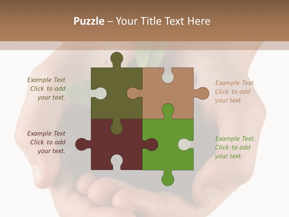 Children's Hands Hold A Young Plant PowerPoint Template