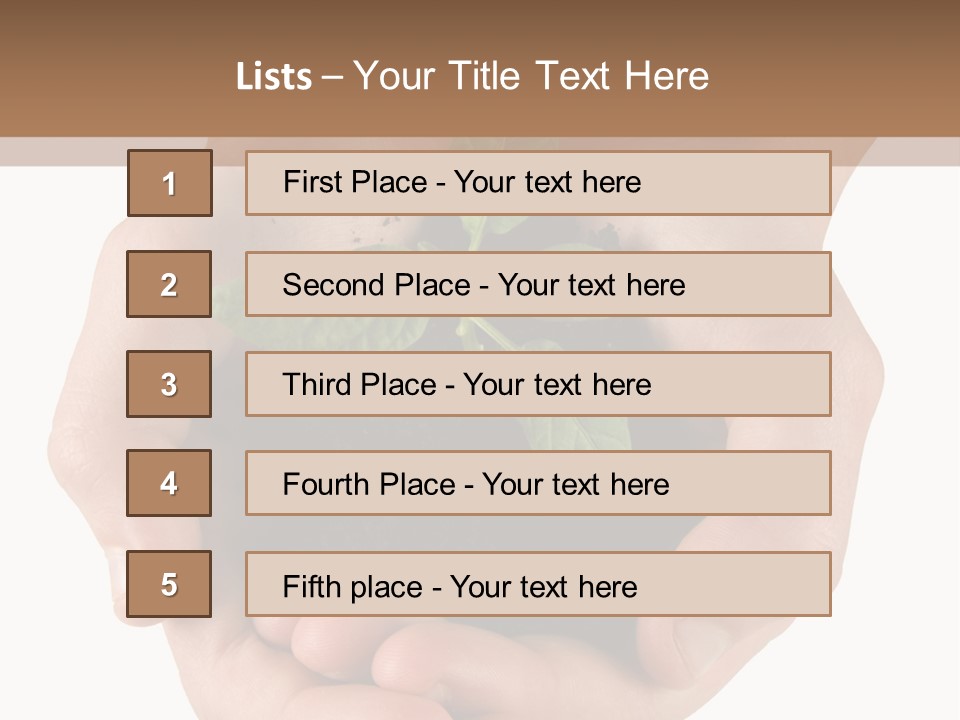 Children's Hands Hold A Young Plant PowerPoint Template