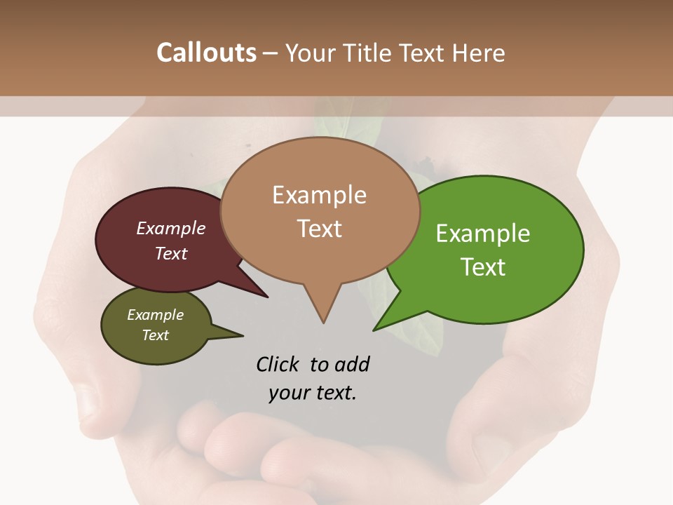 Children's Hands Hold A Young Plant PowerPoint Template