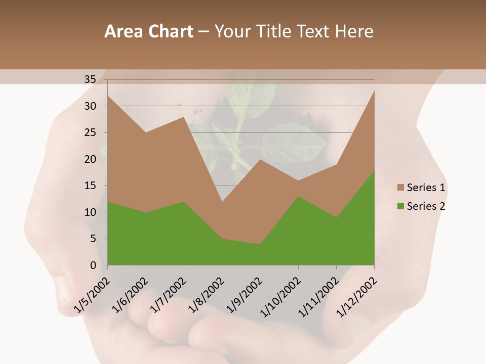 Children's Hands Hold A Young Plant PowerPoint Template