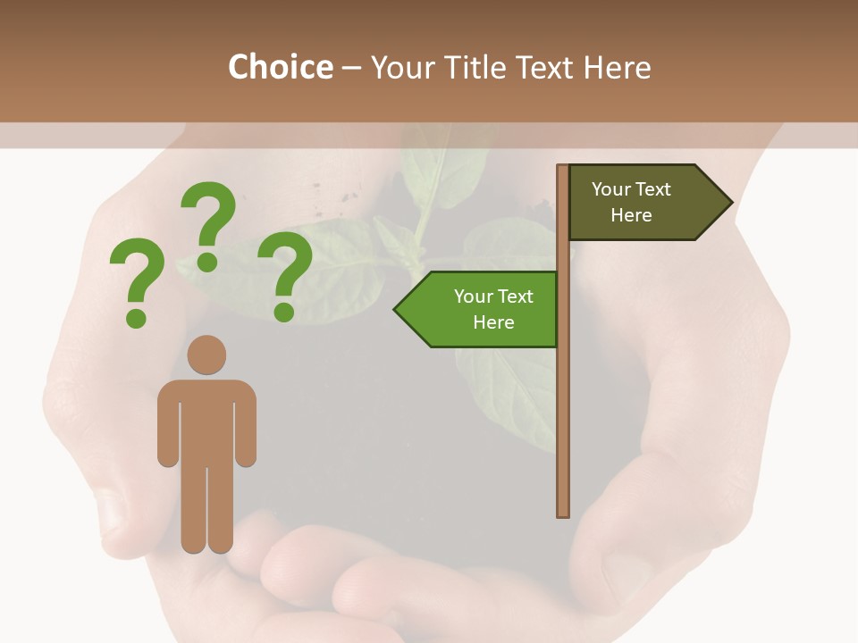 Children's Hands Hold A Young Plant PowerPoint Template