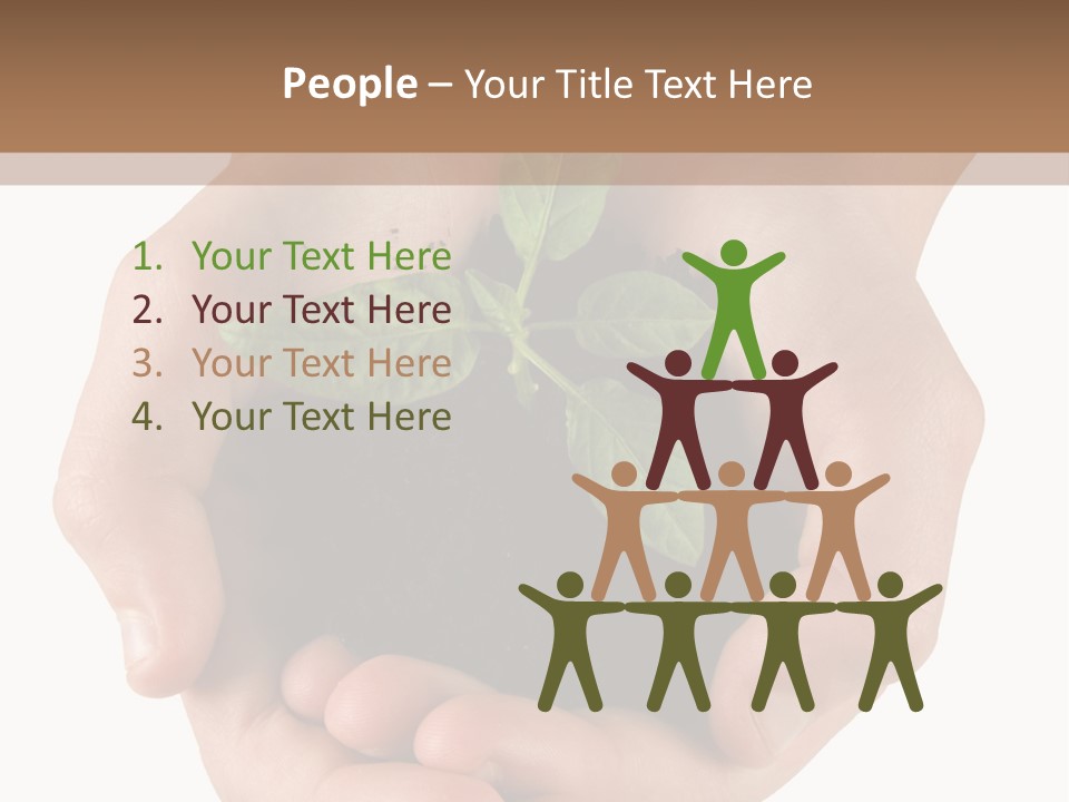 Children's Hands Hold A Young Plant PowerPoint Template