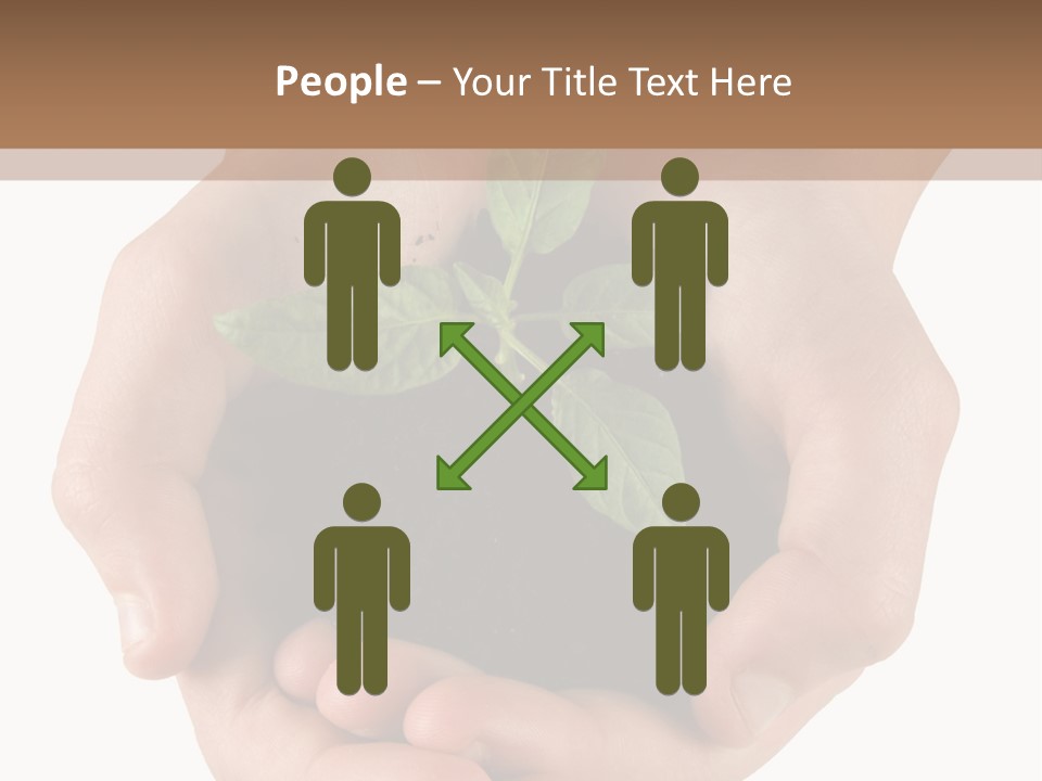 Children's Hands Hold A Young Plant PowerPoint Template