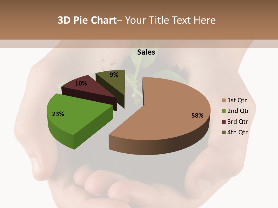 Children's Hands Hold A Young Plant PowerPoint Template