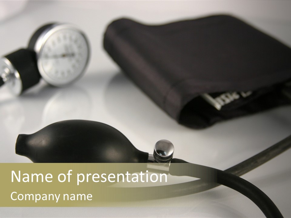 A Black Blood Pressure Monitor On A Gray Background PowerPoint Template