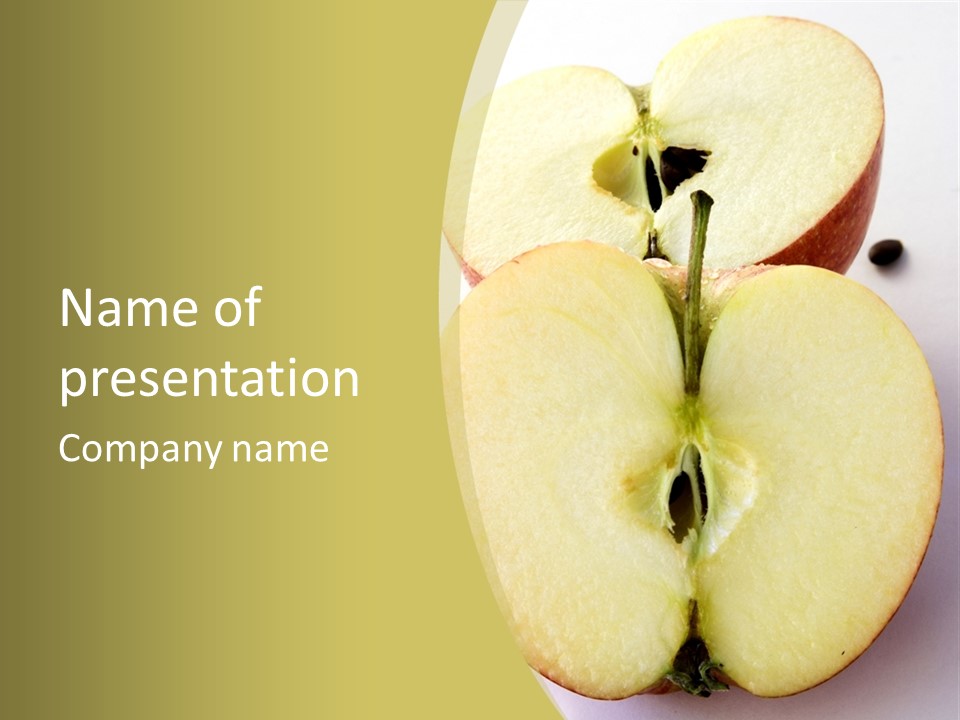 Two Halfs An Apple Over A White Background PowerPoint Template