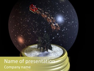 Flying Santa Snow Globe PowerPoint Template