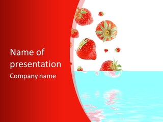 A Group Of Strawberries Floating In The Water PowerPoint Template