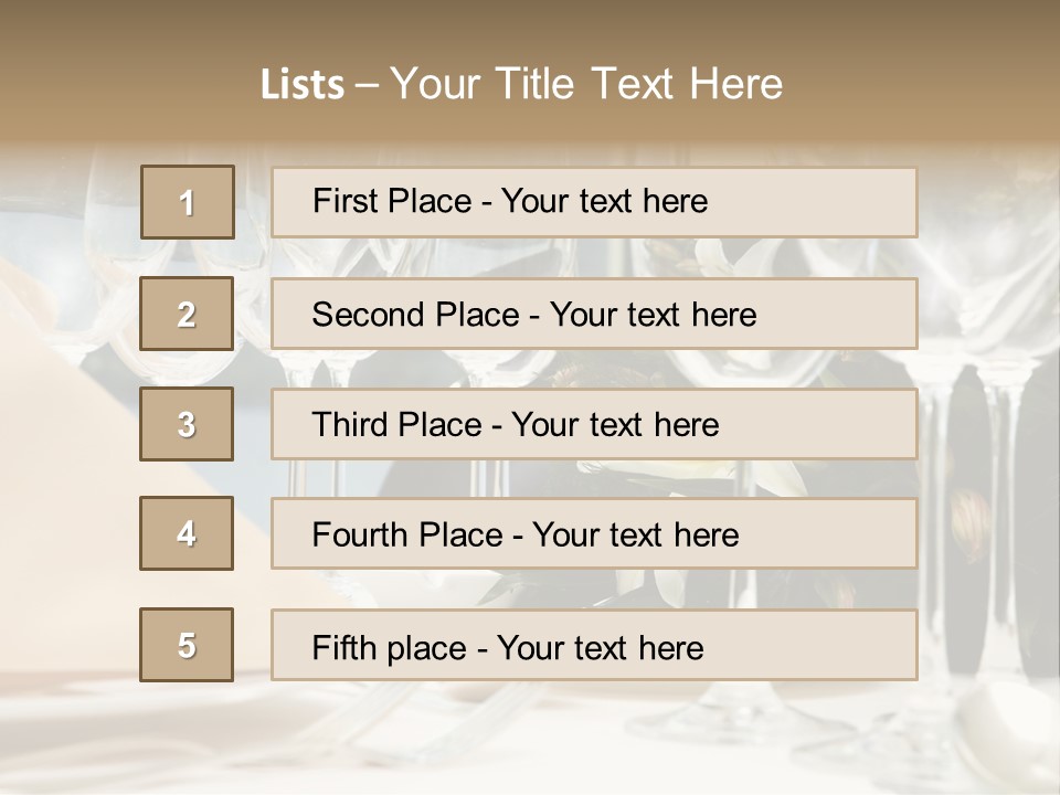 Table Preparing For After Wedding Ceremony Diner In Luxury Hotel's Restaurant. PowerPoint Template