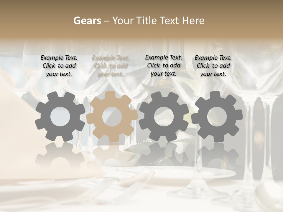 Table Preparing For After Wedding Ceremony Diner In Luxury Hotel's Restaurant. PowerPoint Template