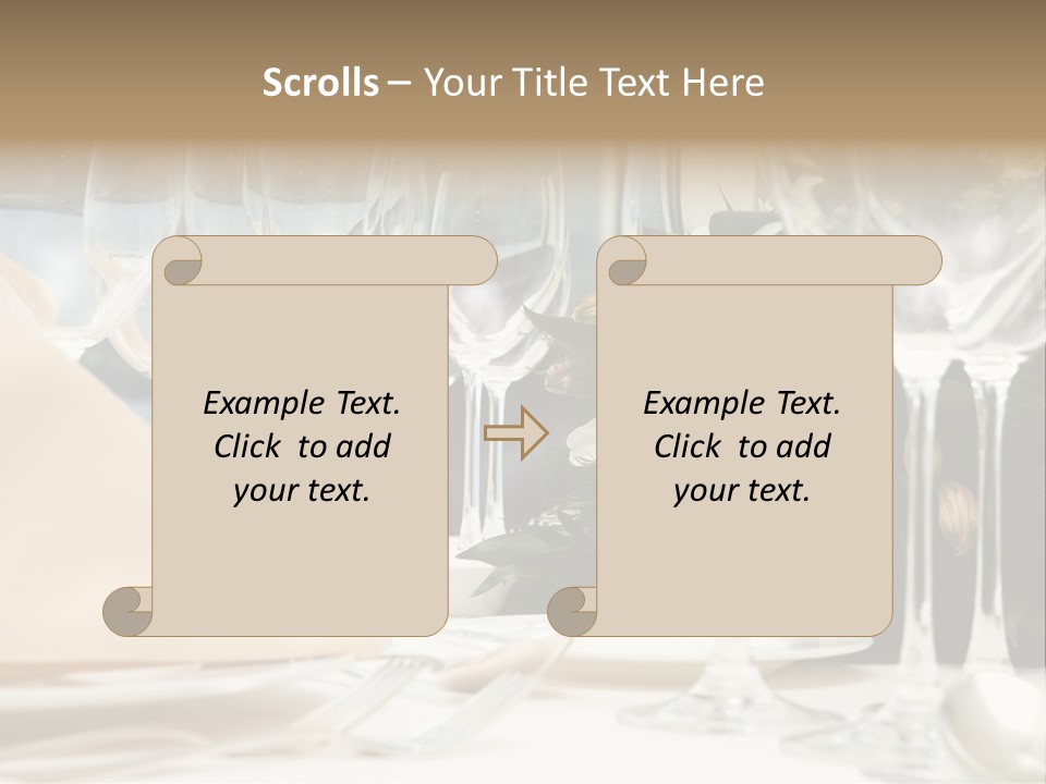 Table Preparing For After Wedding Ceremony Diner In Luxury Hotel's Restaurant. PowerPoint Template
