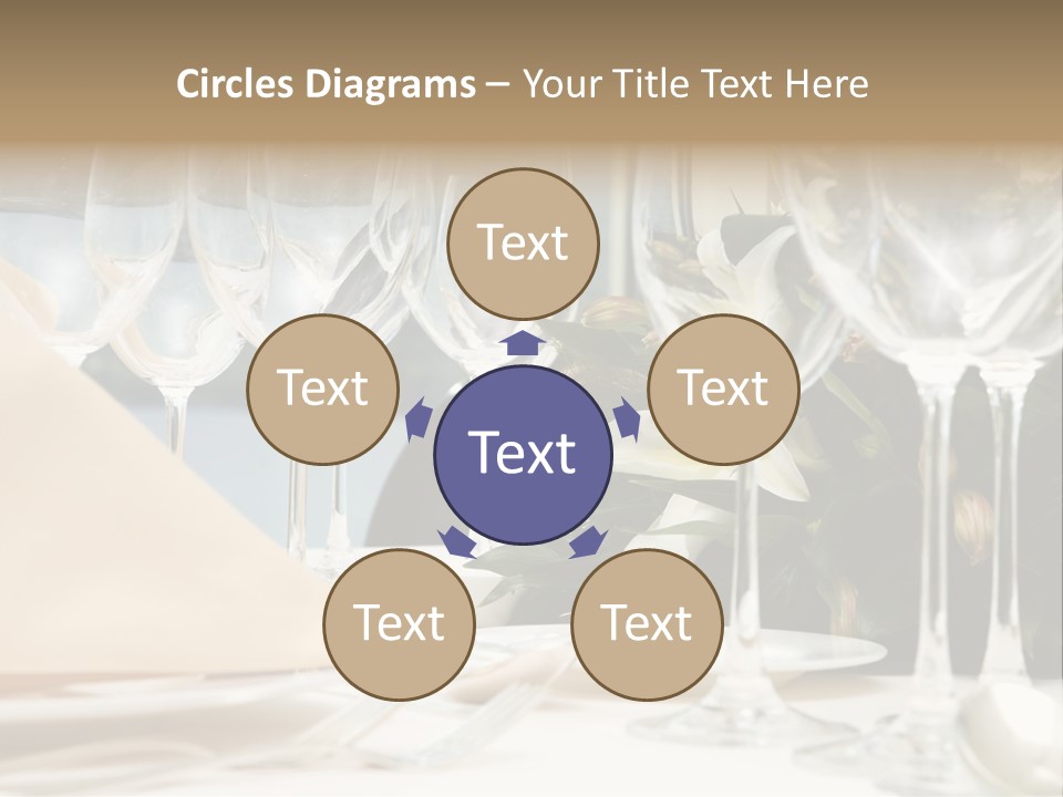 Table Preparing For After Wedding Ceremony Diner In Luxury Hotel's Restaurant. PowerPoint Template