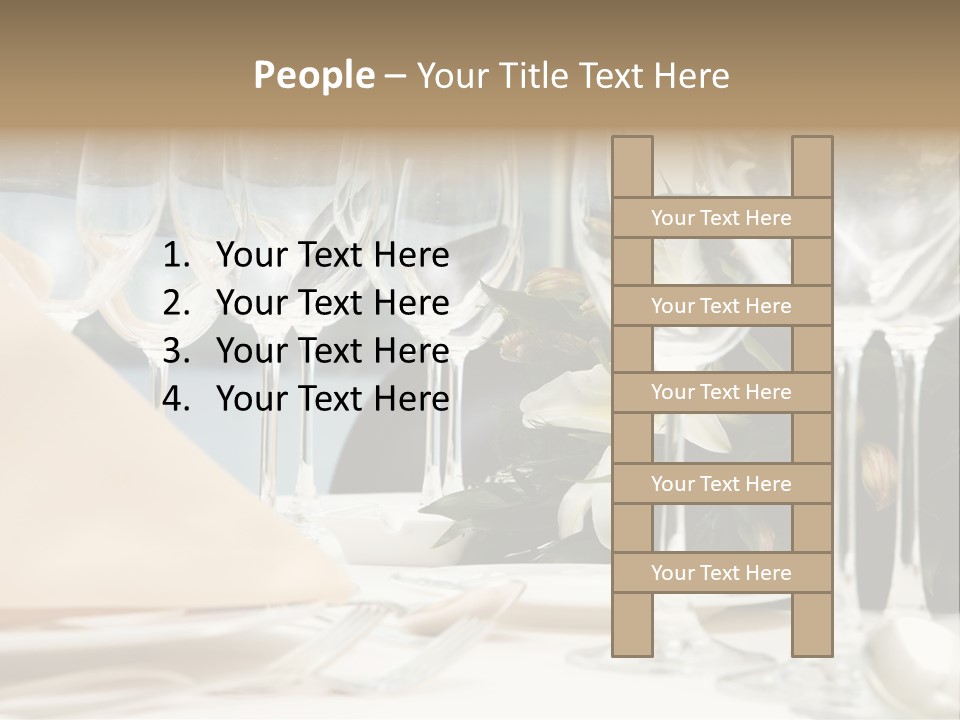 Table Preparing For After Wedding Ceremony Diner In Luxury Hotel's Restaurant. PowerPoint Template