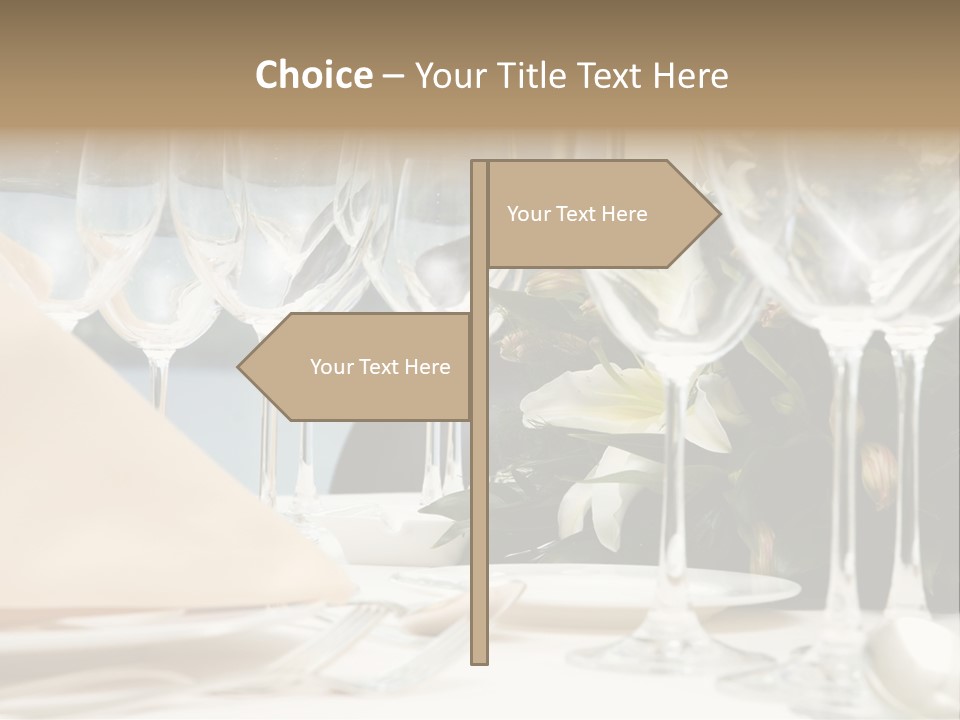 Table Preparing For After Wedding Ceremony Diner In Luxury Hotel's Restaurant. PowerPoint Template