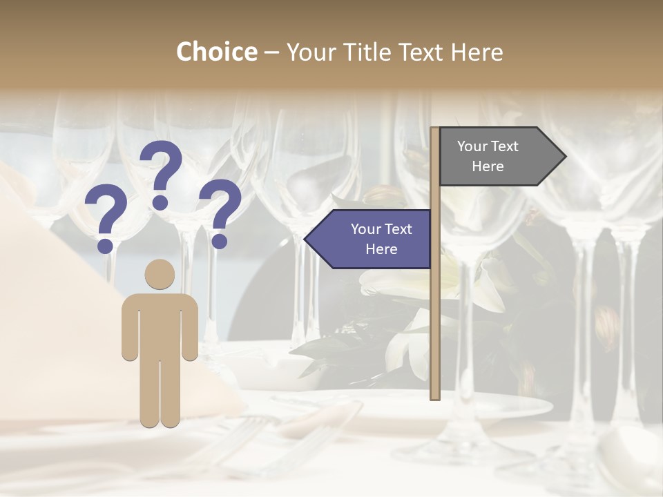 Table Preparing For After Wedding Ceremony Diner In Luxury Hotel's Restaurant. PowerPoint Template