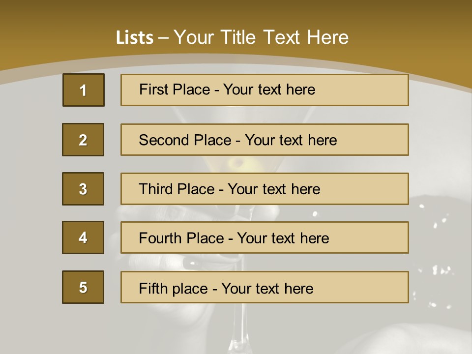 The Image Of A Glass From Martinis In A Female Hand On A Black Background PowerPoint Template