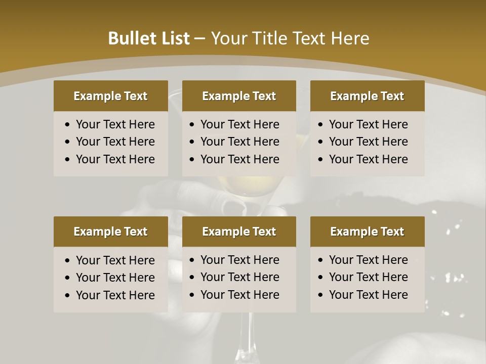 The Image Of A Glass From Martinis In A Female Hand On A Black Background PowerPoint Template