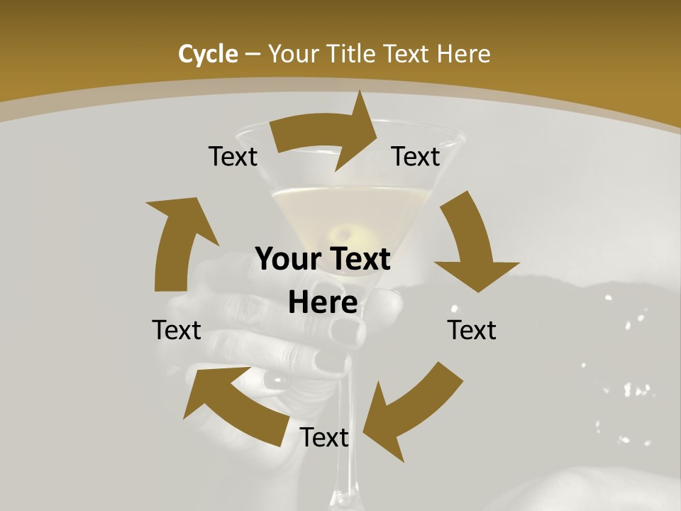 The Image Of A Glass From Martinis In A Female Hand On A Black Background PowerPoint Template