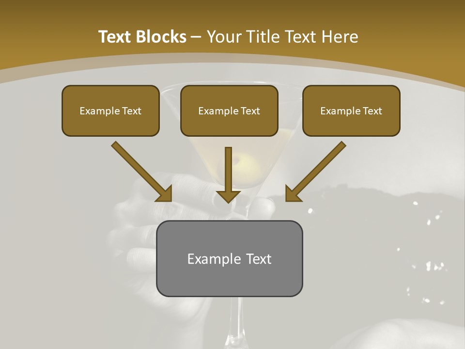 The Image Of A Glass From Martinis In A Female Hand On A Black Background PowerPoint Template