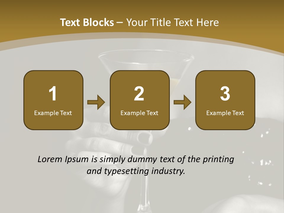 The Image Of A Glass From Martinis In A Female Hand On A Black Background PowerPoint Template