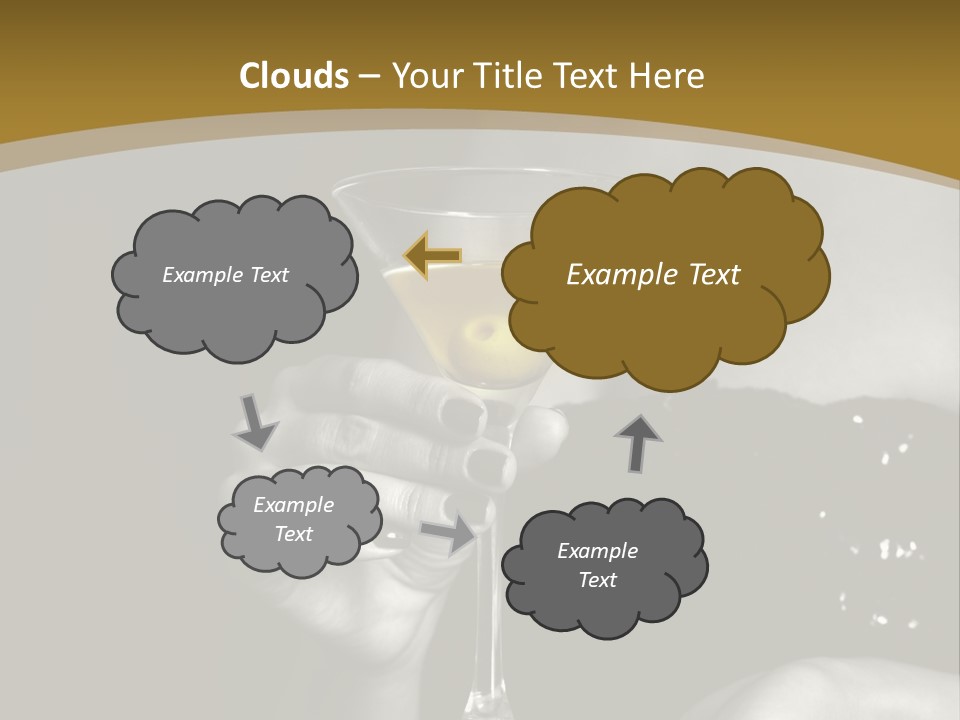 The Image Of A Glass From Martinis In A Female Hand On A Black Background PowerPoint Template