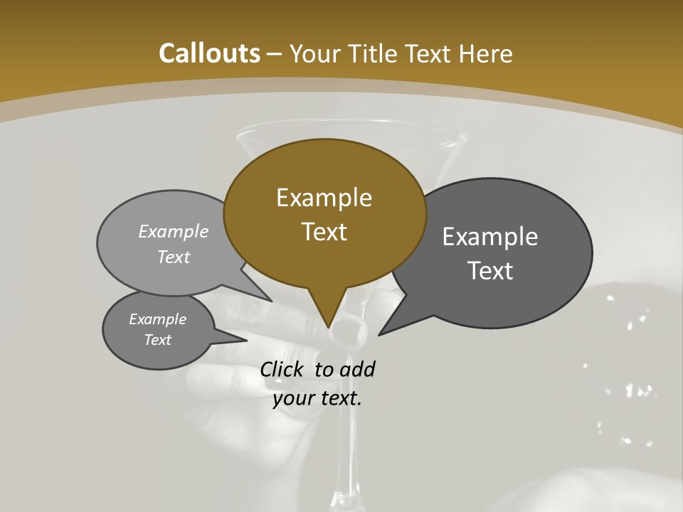 The Image Of A Glass From Martinis In A Female Hand On A Black Background PowerPoint Template