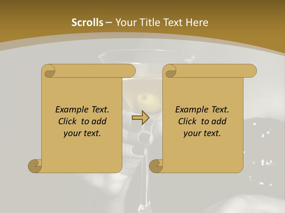 The Image Of A Glass From Martinis In A Female Hand On A Black Background PowerPoint Template
