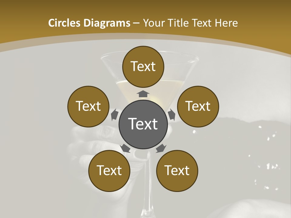 The Image Of A Glass From Martinis In A Female Hand On A Black Background PowerPoint Template