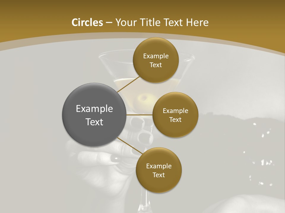 The Image Of A Glass From Martinis In A Female Hand On A Black Background PowerPoint Template