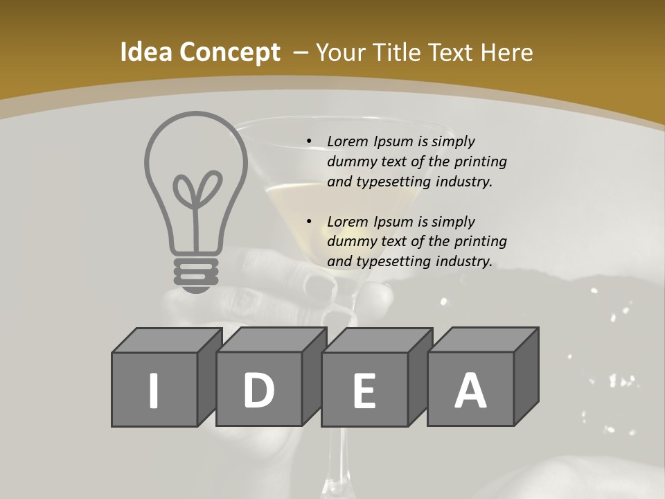 The Image Of A Glass From Martinis In A Female Hand On A Black Background PowerPoint Template