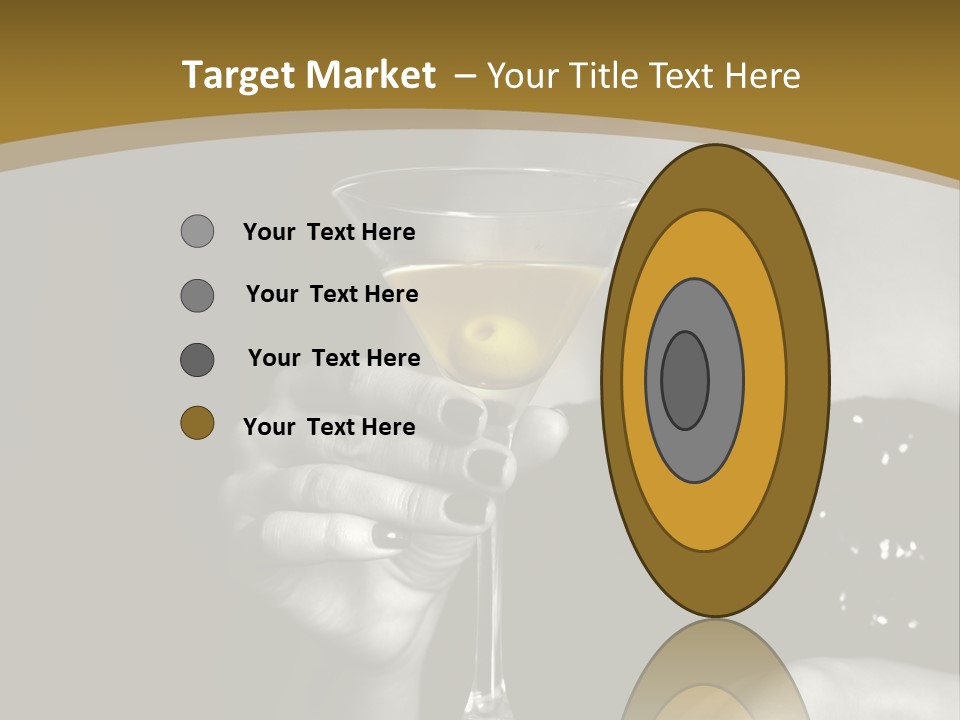 The Image Of A Glass From Martinis In A Female Hand On A Black Background PowerPoint Template