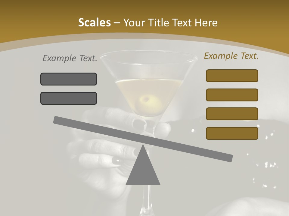 The Image Of A Glass From Martinis In A Female Hand On A Black Background PowerPoint Template