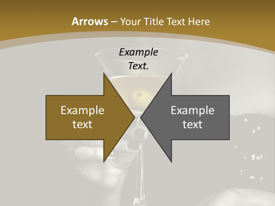 The Image Of A Glass From Martinis In A Female Hand On A Black Background PowerPoint Template