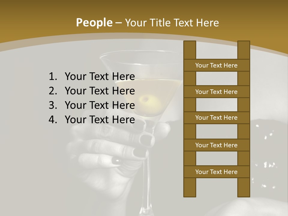 The Image Of A Glass From Martinis In A Female Hand On A Black Background PowerPoint Template