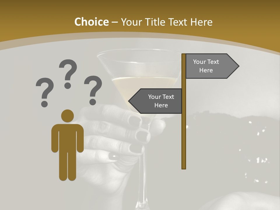 The Image Of A Glass From Martinis In A Female Hand On A Black Background PowerPoint Template