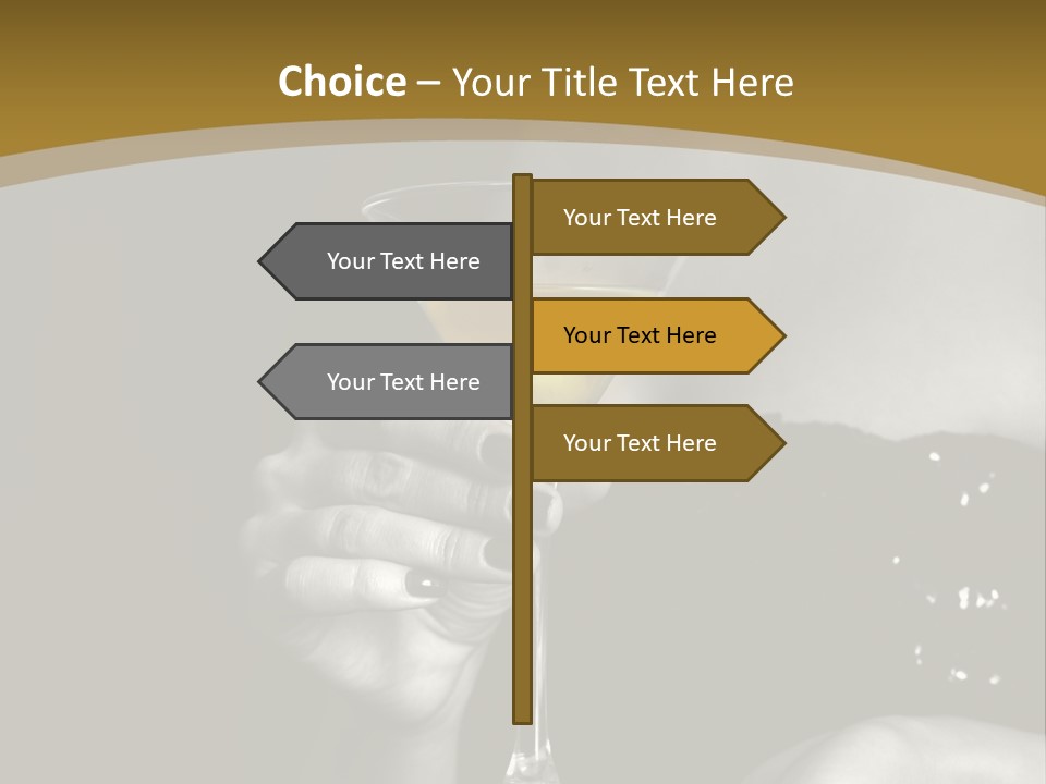 The Image Of A Glass From Martinis In A Female Hand On A Black Background PowerPoint Template