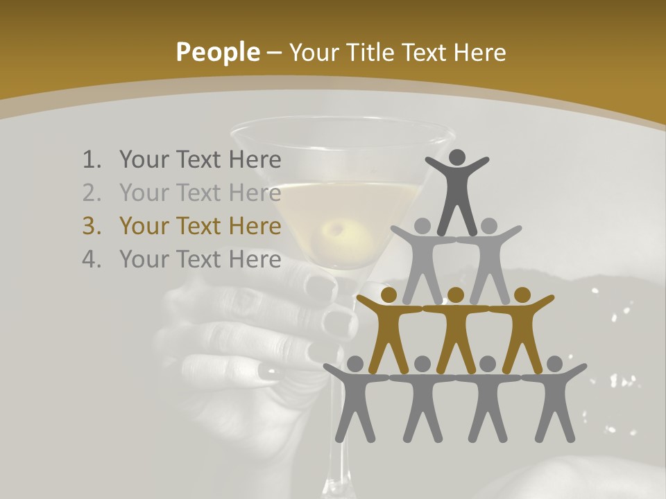 The Image Of A Glass From Martinis In A Female Hand On A Black Background PowerPoint Template