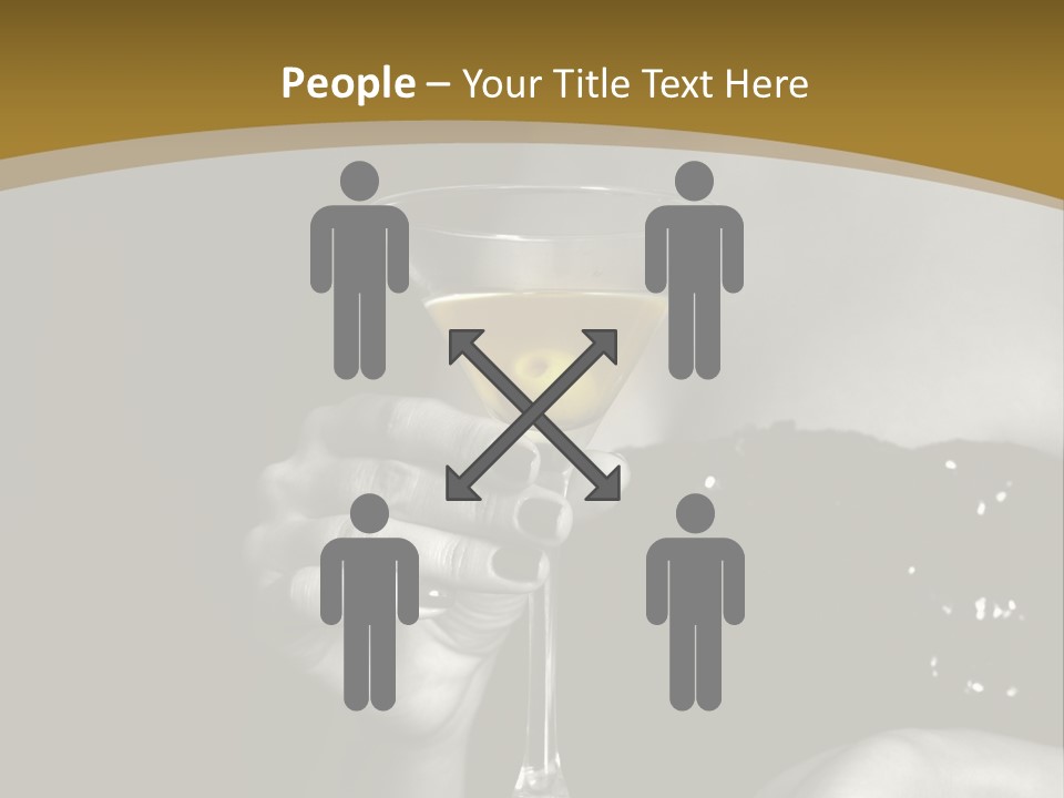 The Image Of A Glass From Martinis In A Female Hand On A Black Background PowerPoint Template